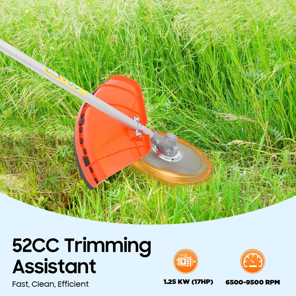 5-in-1 Gas Hedge Trimmer Tool, 52CC 2-Stroke Multi-Functional Eater