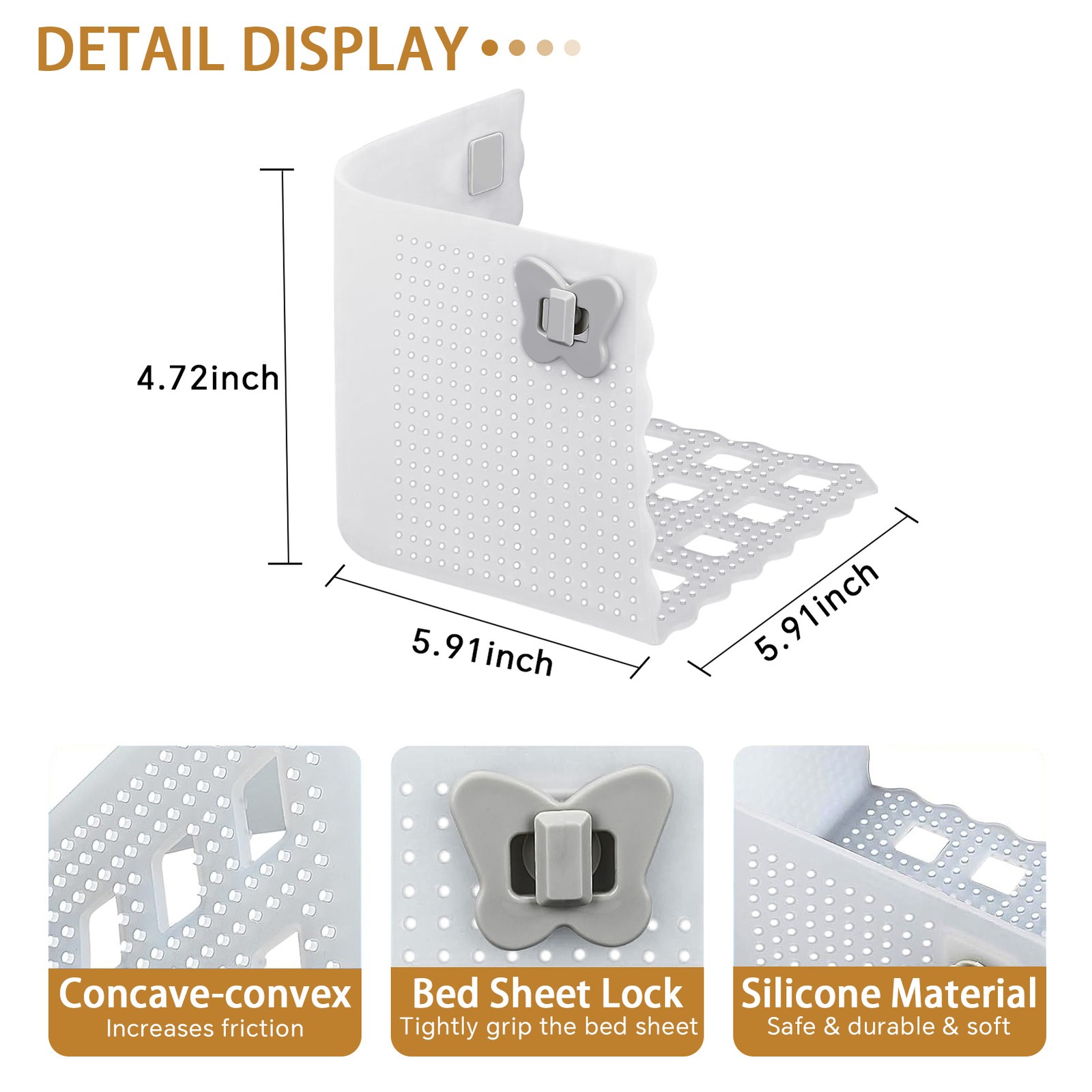 Corner Bed Sheet Holders with Sheet Locks & Non-Slip Fasteners - Universal Fit