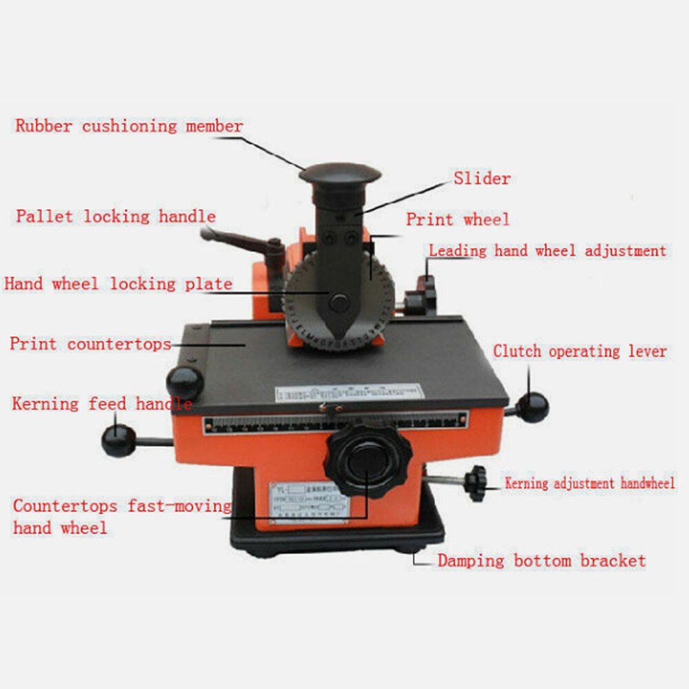 6mm Label Semi-Automatic Sheet Embosser Metal Stamping Printer Marking Machine