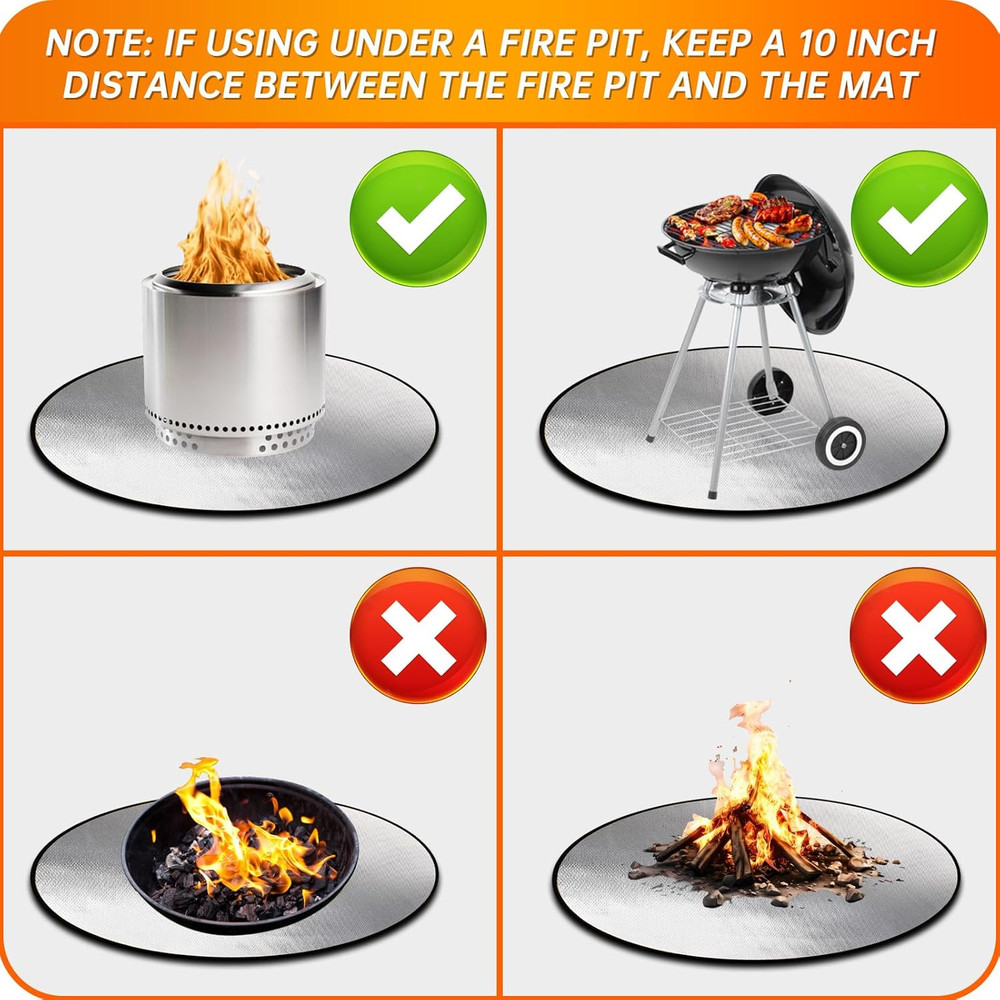 36" round Fire Pit Mat for Solo Stove Bonfire,4-Layer Double-Sided Fireproof Hea