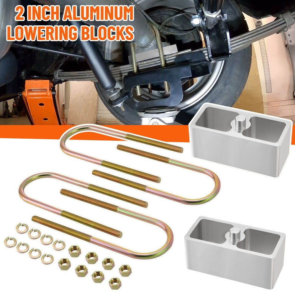 Leaf Spring Lowering Block Kit 2" Inch Drop with U-Bolts Hardware Universal New