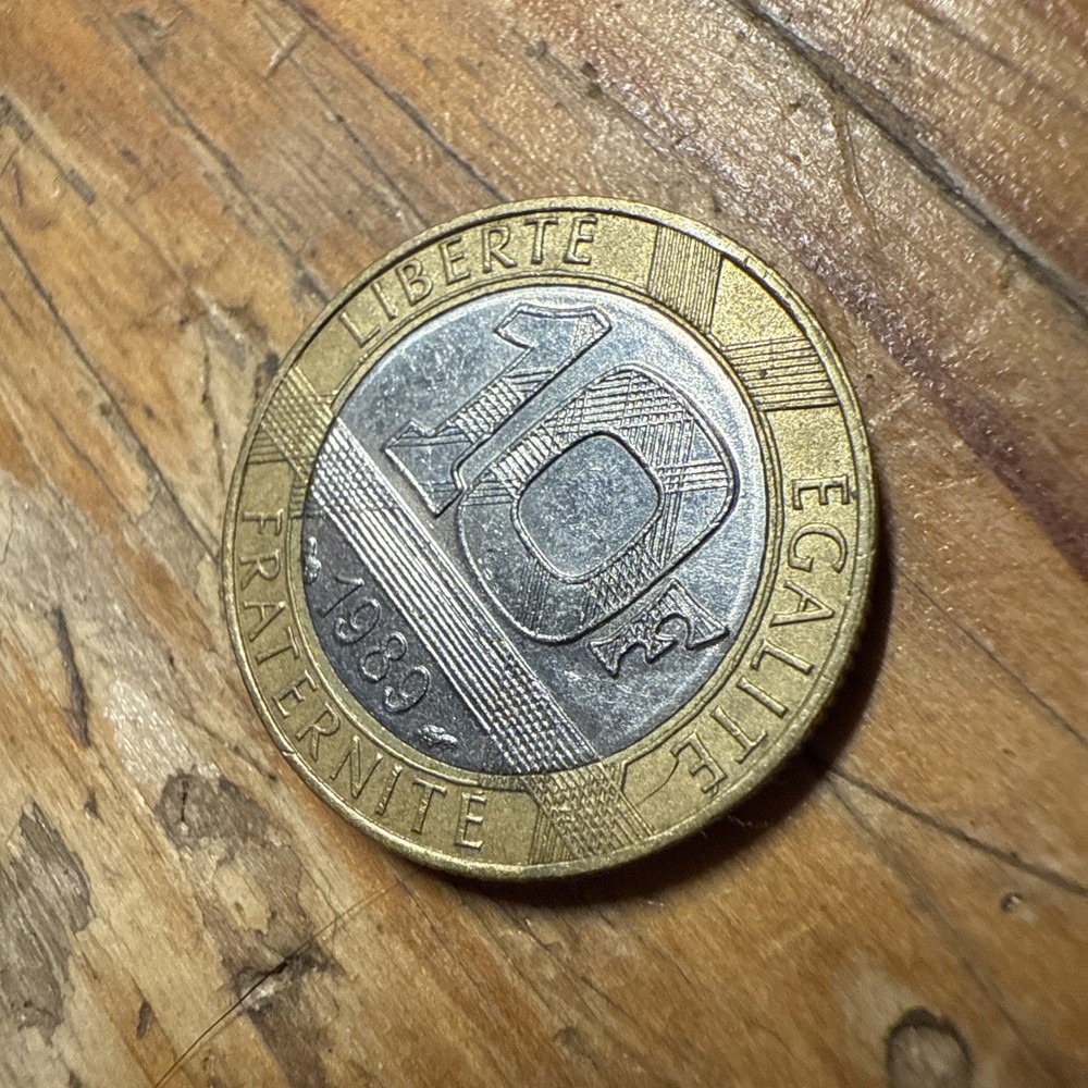 French 10 Franc Coin 1989 Date - Circulated