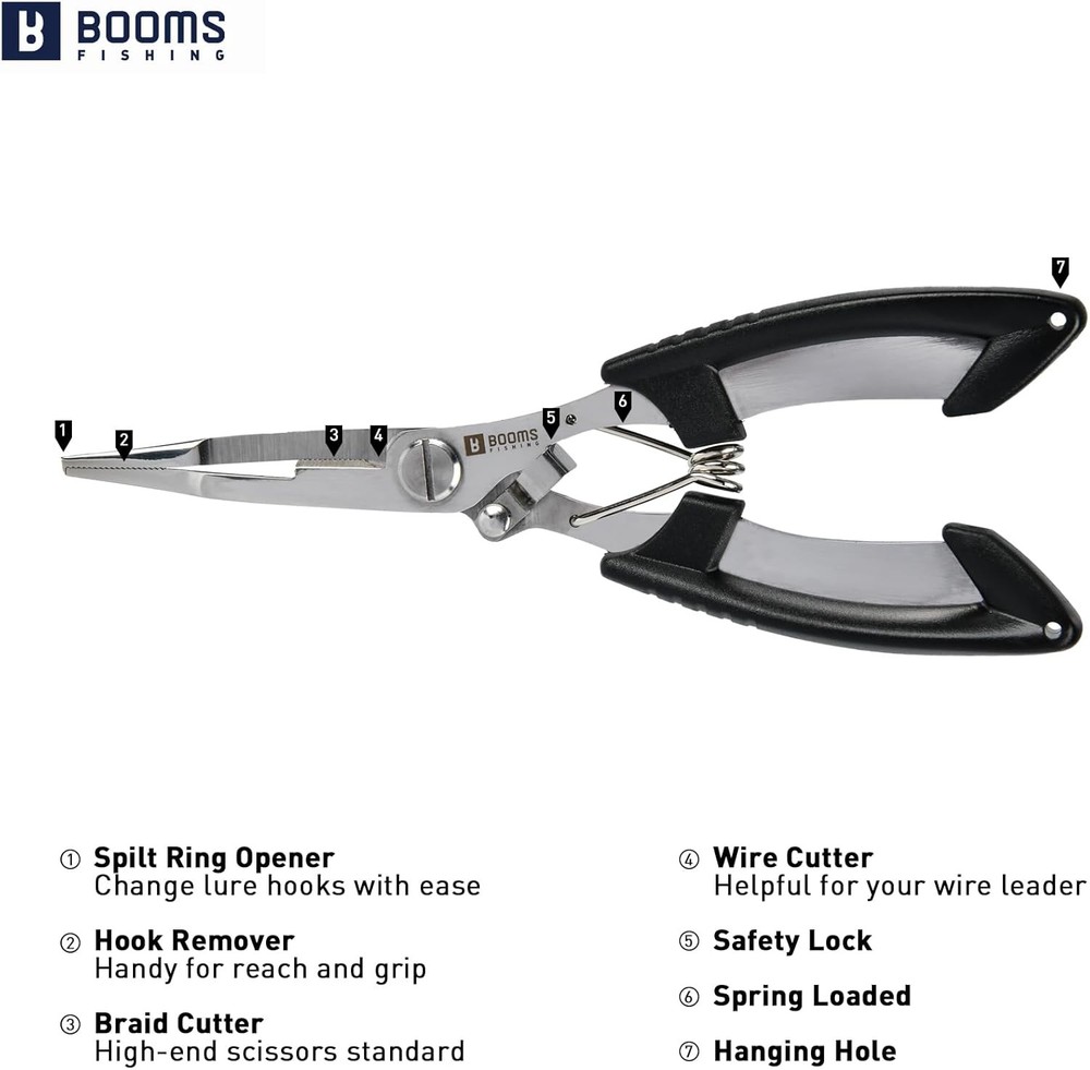 Booms Fishing Pliers H01 Braid Cutters Split Ring Hook Remover Tool