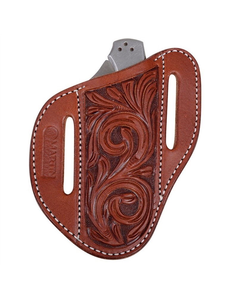 Martin Saddlery Knife Scabbard Tooled Angled Leather Large KSCABADE