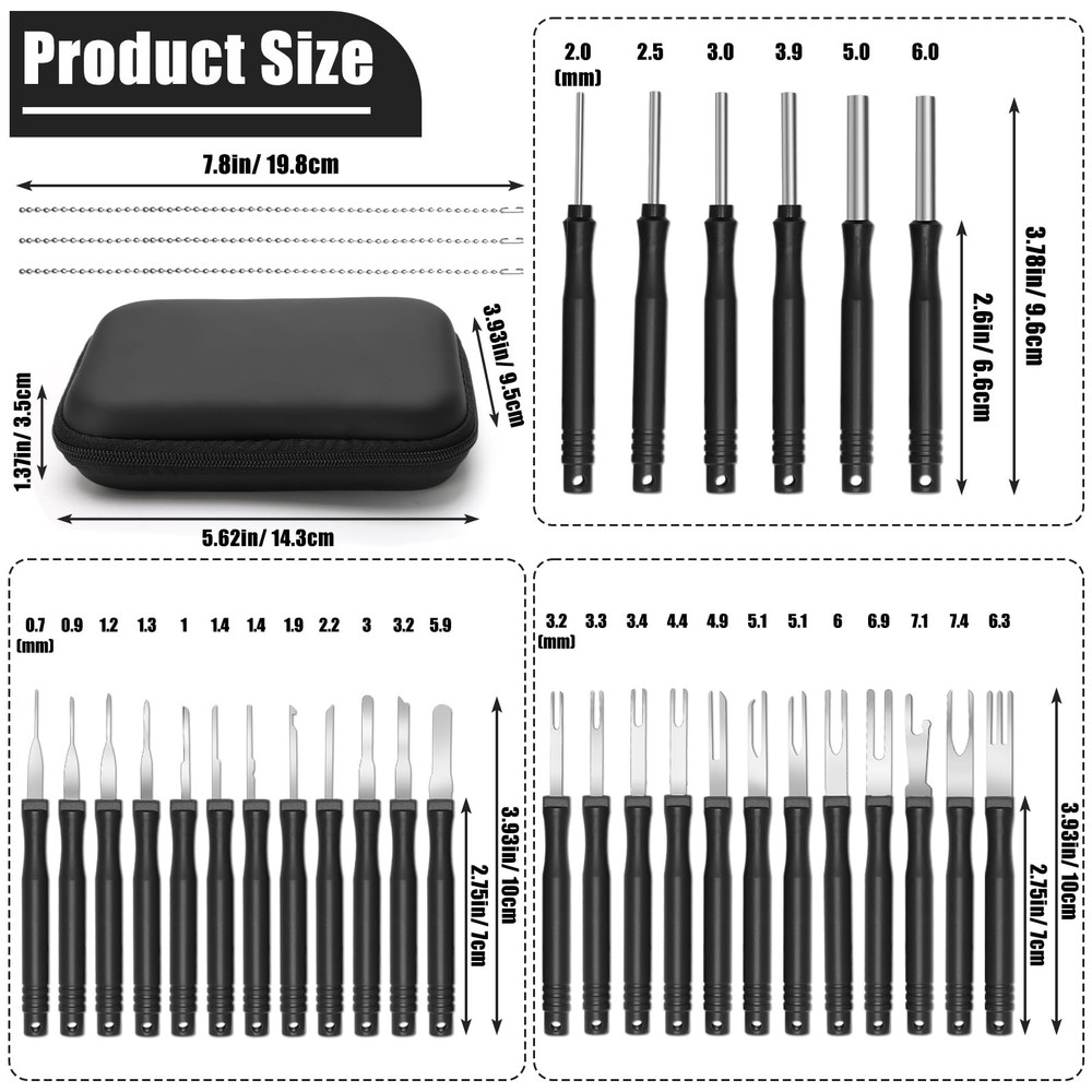 Anglekai 30+4P Terminal Pin Removal Tool Kit, Electrical Connector Black