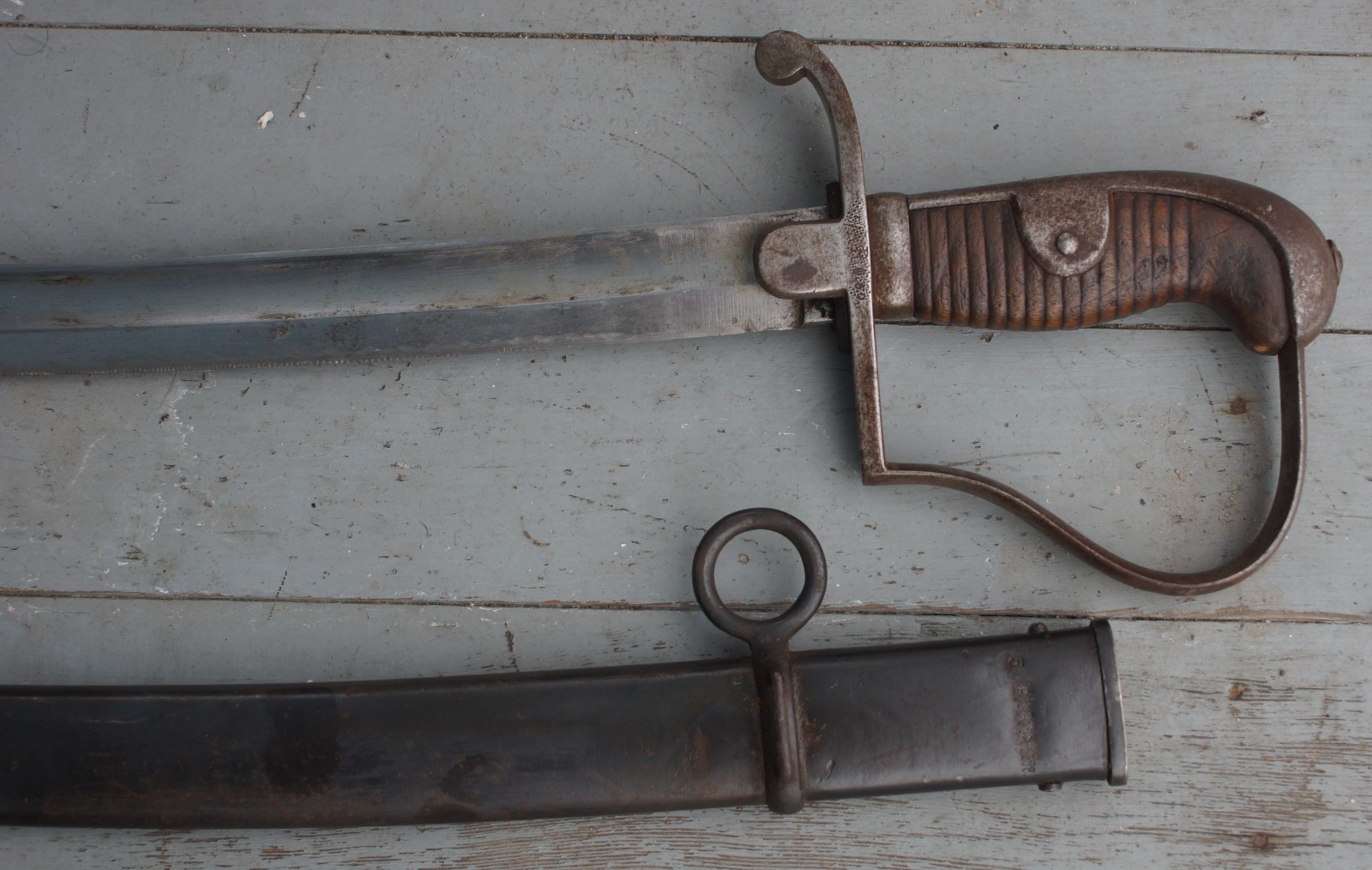 Imperial German Model 1873-1896 Artillery Saber w/ Scabbard Unit Marks FW HOLLER