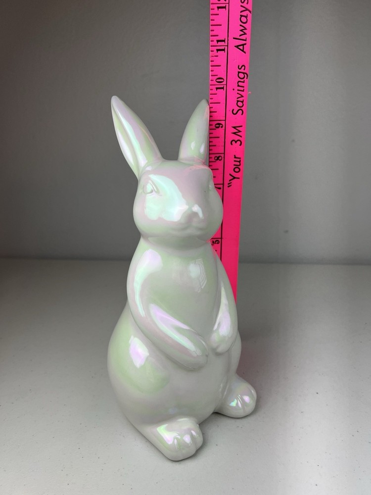 Iridescent Bunny Rabbit Figure Easter Decor 9.5"