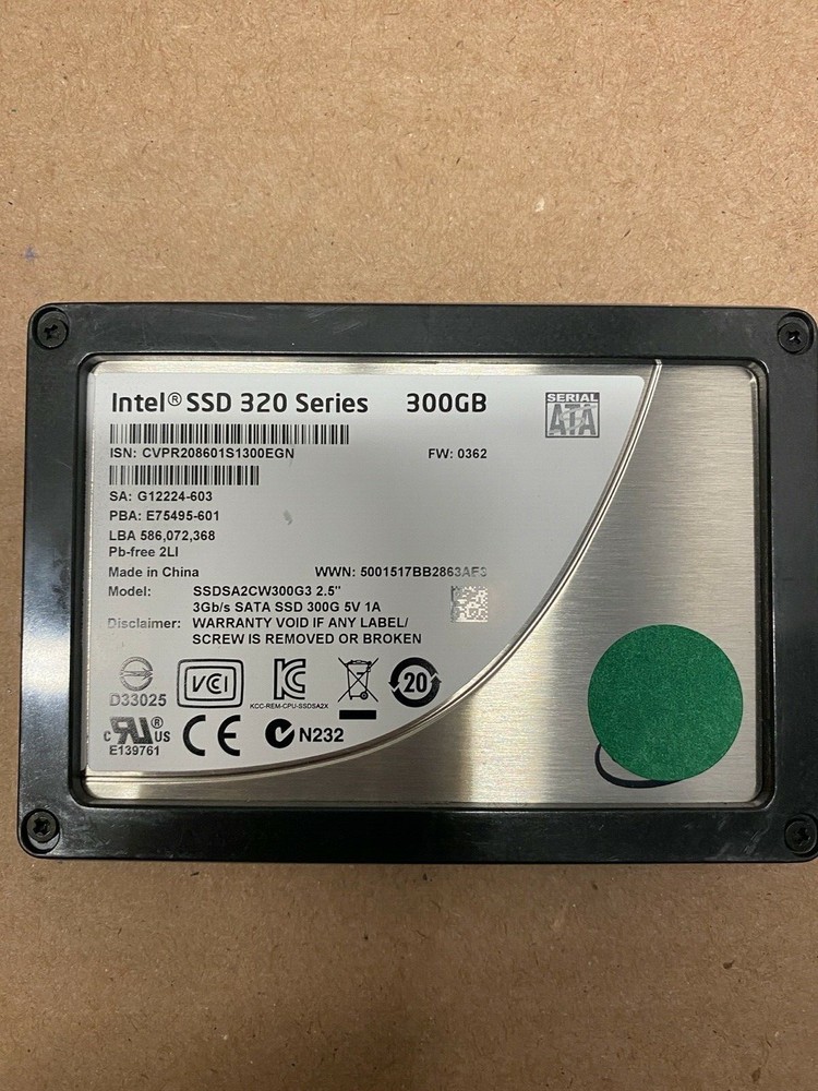 Intel 2.5" 300GB  SSD SOLID STATE SSD Drive SATA, 320 series