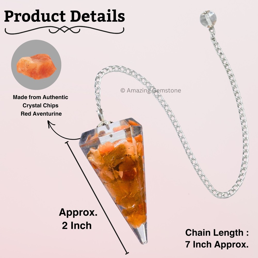 Red Aventurine Orgone Crystal Pendulums