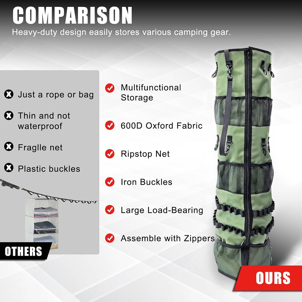 600D Camping Hanging Organizer Wrap-Around & Expandable Storage for Camp Kitchen