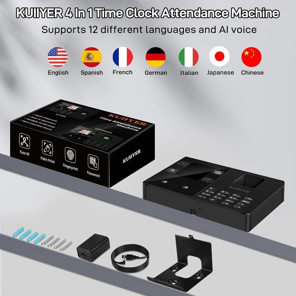 High Efficiency Biometric Attendance Clock - Face & Fingerprint Recognition