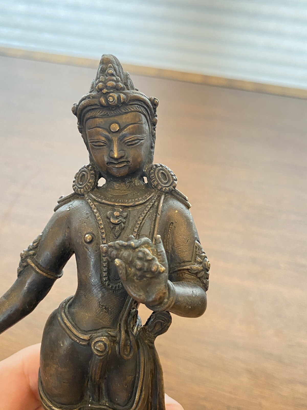 ANTIQUE Buddhist Deity Avalokiteshvara Bodhisattva Cast Bronze Sculpture 8.5"H