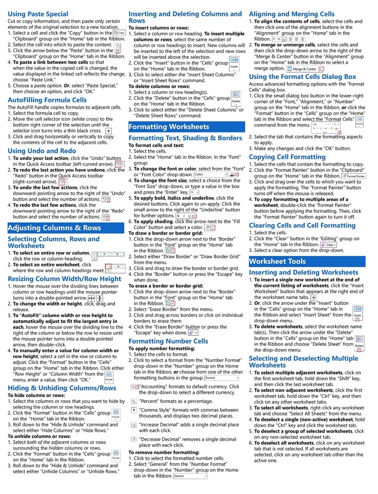 Excel for Microsoft 365 Training Guide Quick Reference Guide Cheat Sheet