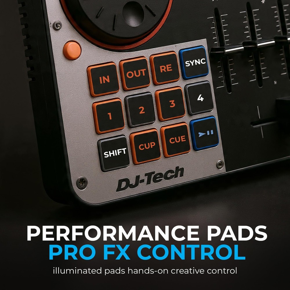DJ Tech DJ Controller, USB MIDI 4-Deck Control with Integrated Soundcard,...
