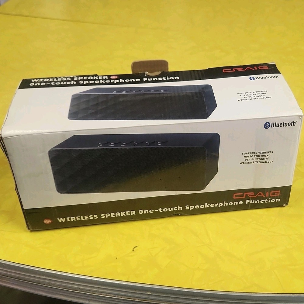 Craig Wireless Bluetooth Speaker Black One-touch Speakerphone AUX Rectangular