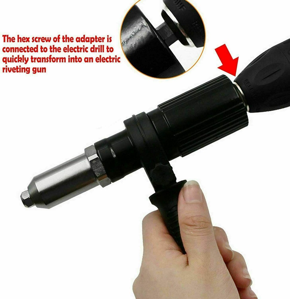 Electric Rivet Nut Gun Adaptor Insert Cordless Power Drill Tool Kit Set