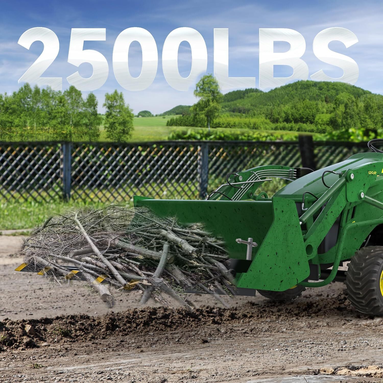 Clamp on Debris Forks for 42" Bucket Pallet Skid Steer &Tractor Loaders 2500 LBS