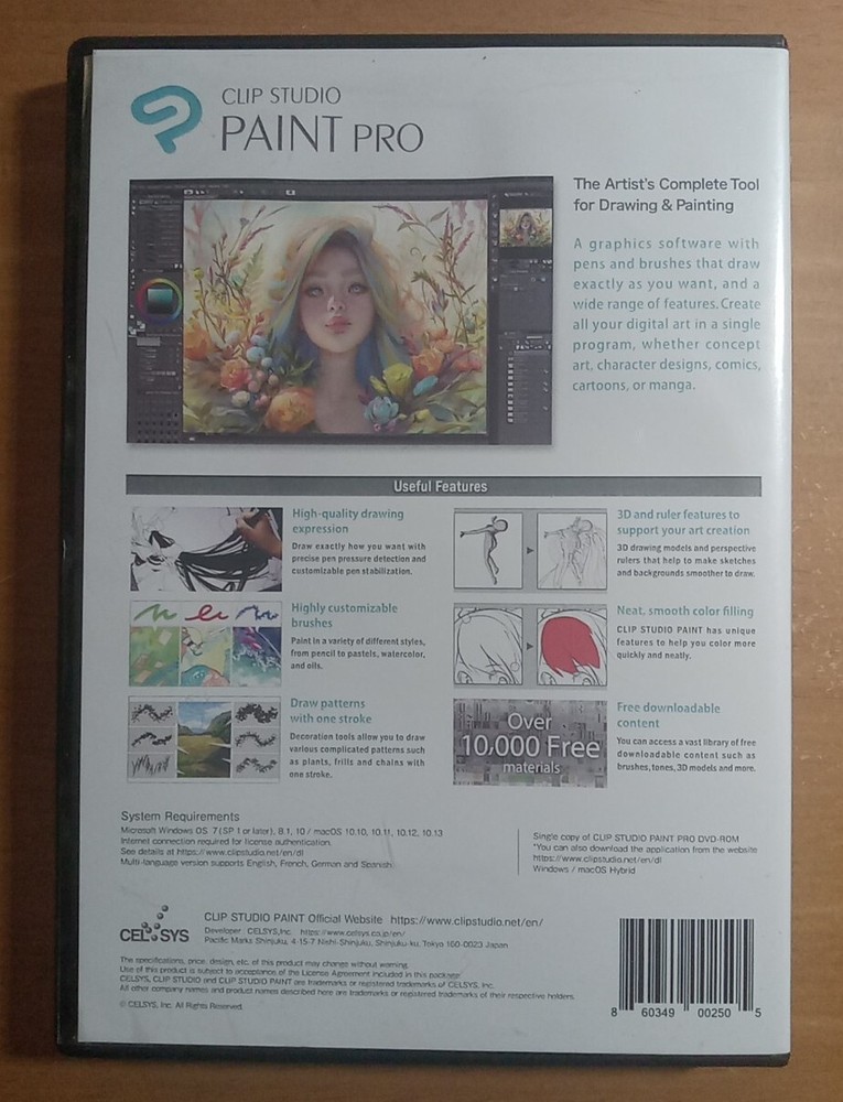 Clip Studio Paint Pro Win/Mac W Key Cel Sys Free Shipping!