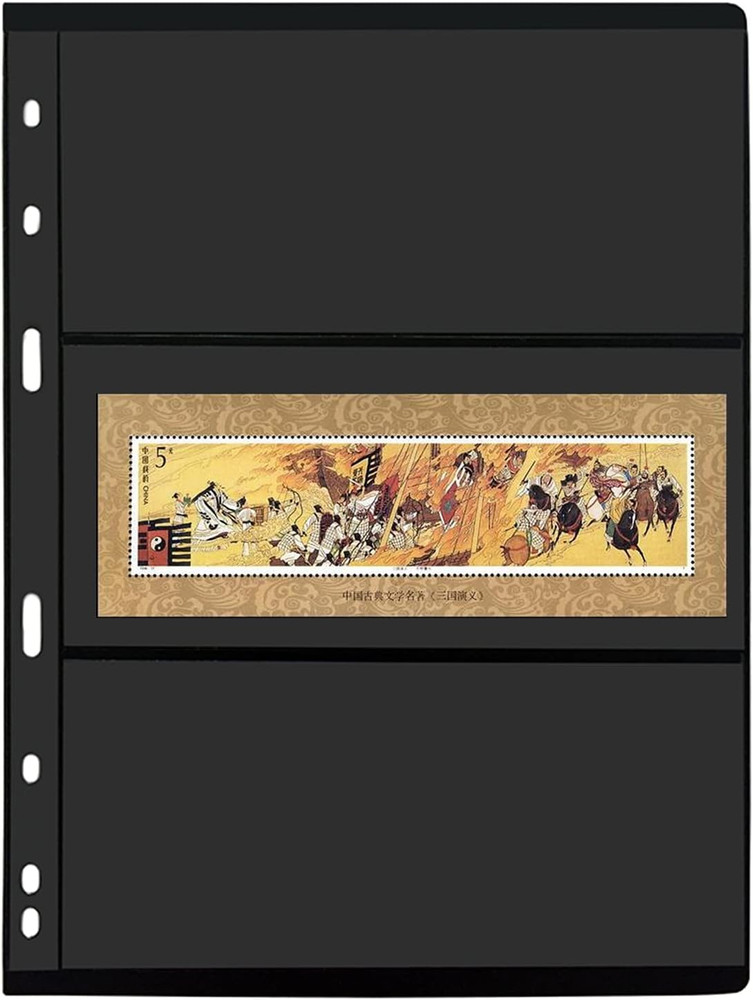 20 Sheet Stamp Pages, 3 Rows Pages for Stamp Collectors, 9-Hole Standard Page Fi