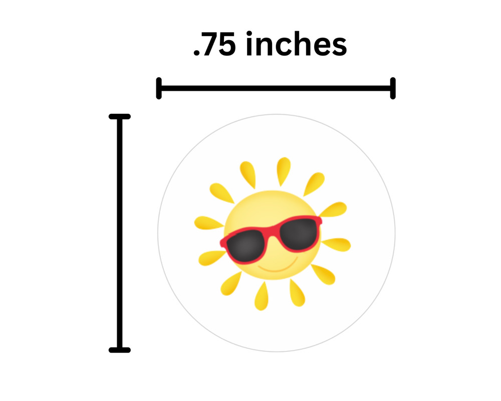 Sun Summer Planner Journal Stickers, Round