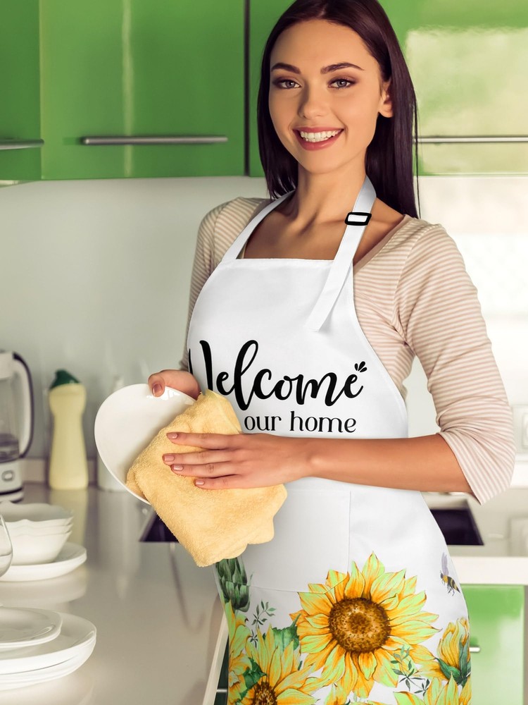 6 Pcs Christmas Kitchen Aprons Waterproof Adjustable Theme ApronsYellow Black...