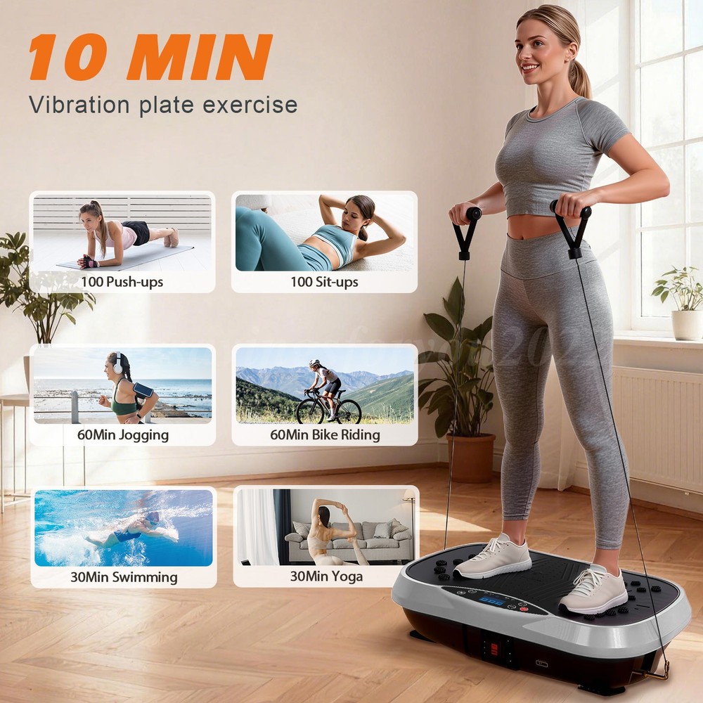 10 AutoMode Vibration Plate Exercise Machine Whole Body Workout Vibrate Platform