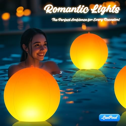Floating Pool Lights,4" Flame Solar Pool Lights,Floating Glow Globe IP68 1