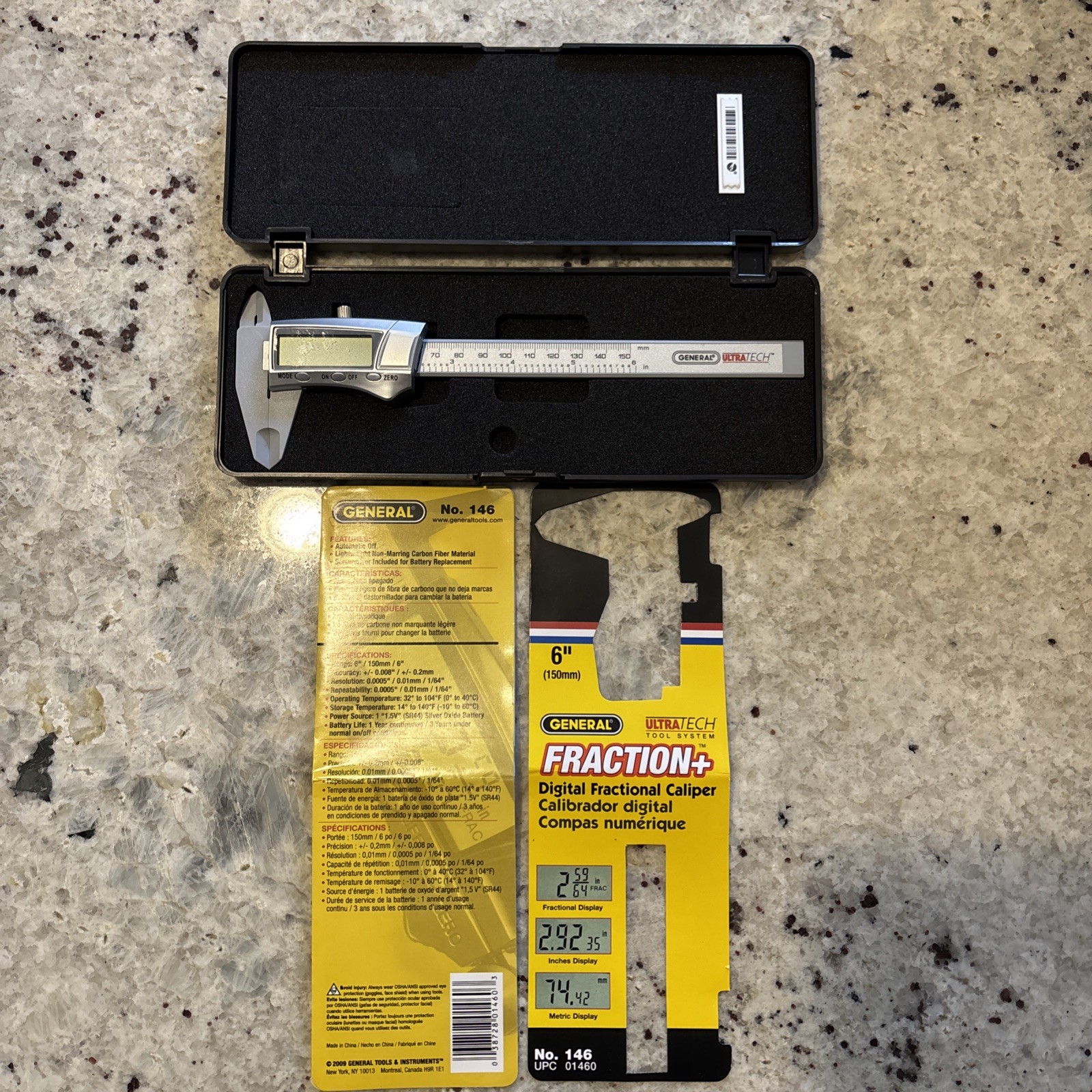 GENERAL # 146 Ultra tech Fraction + Digital Fraction Caliper, 6”