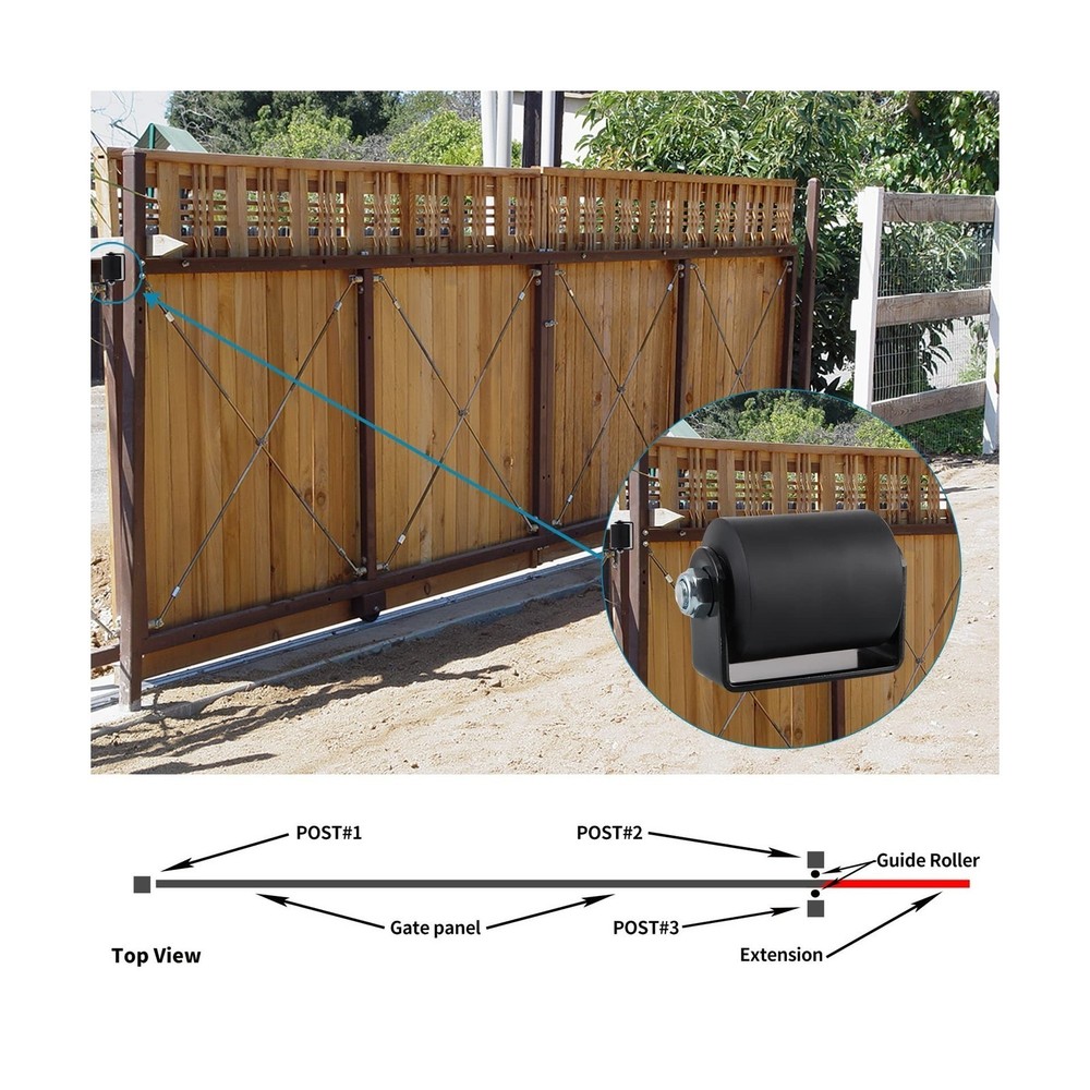 2-Piece Sliding Gate Guide Roller Set with C Bracket, 3" Nylon Rollers