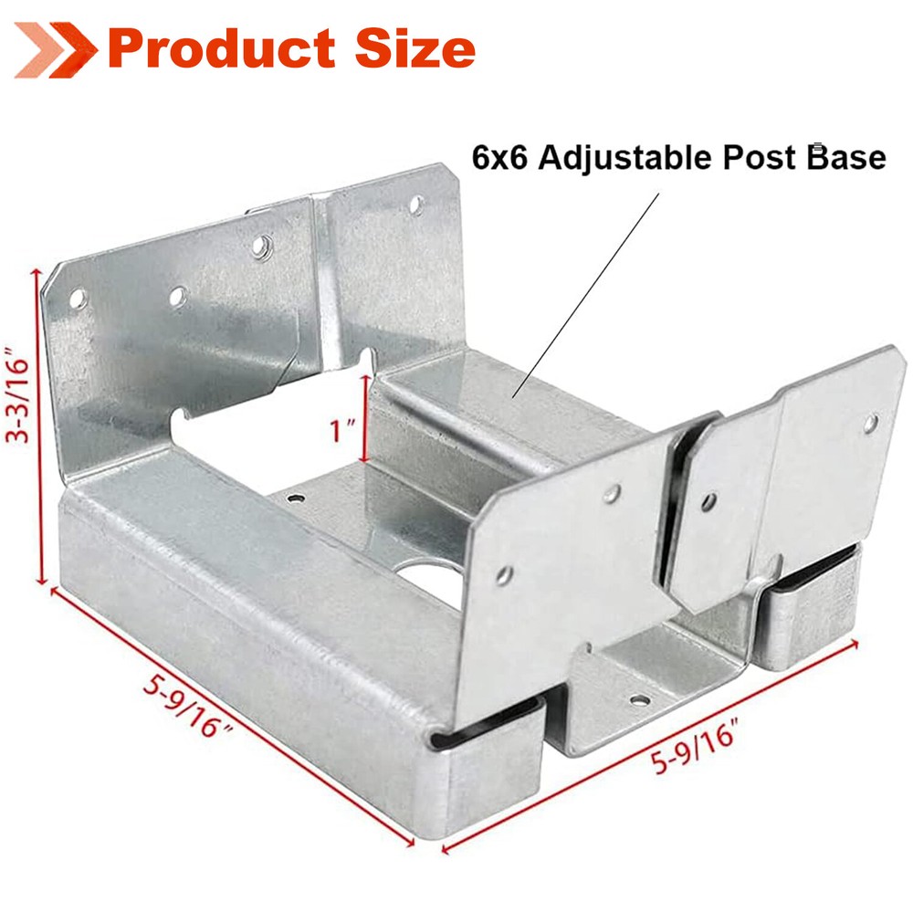 10Pcs 6x6 Concrete Deck Post Anchor Base Adjustable Metal Post Bracket Post Base