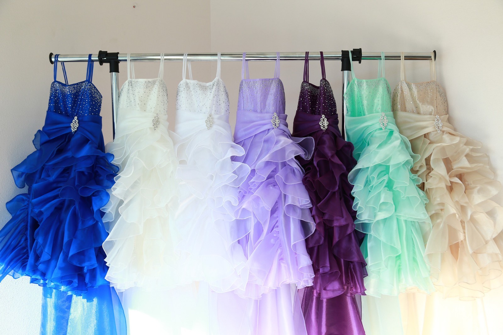 Organza Pleated Ruffled Flower girl dress Junior Bridesmaid Christmas Pageant