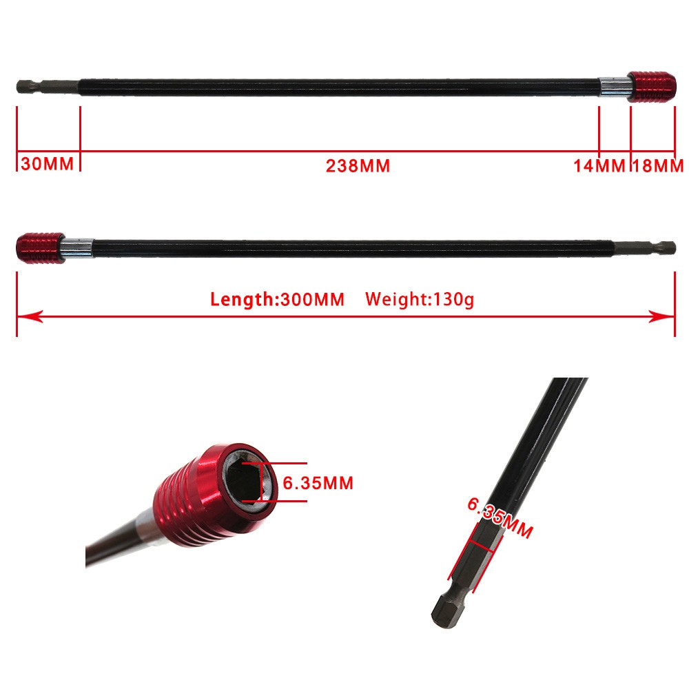 300mm Screwdriver Extension Quick Release 1/4" Hex Shank Holder Drill Bit Long