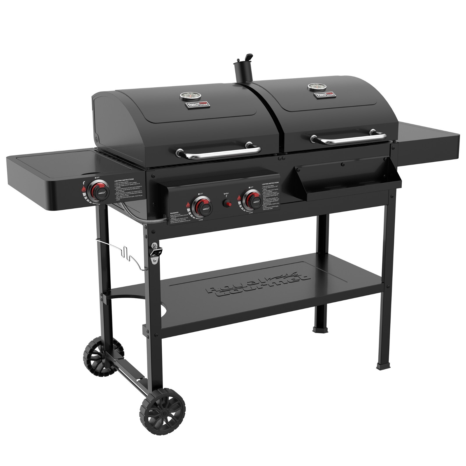 Royal Gourmet 2-Burner Gas and Charcoal Combo Grill with Side Burner
