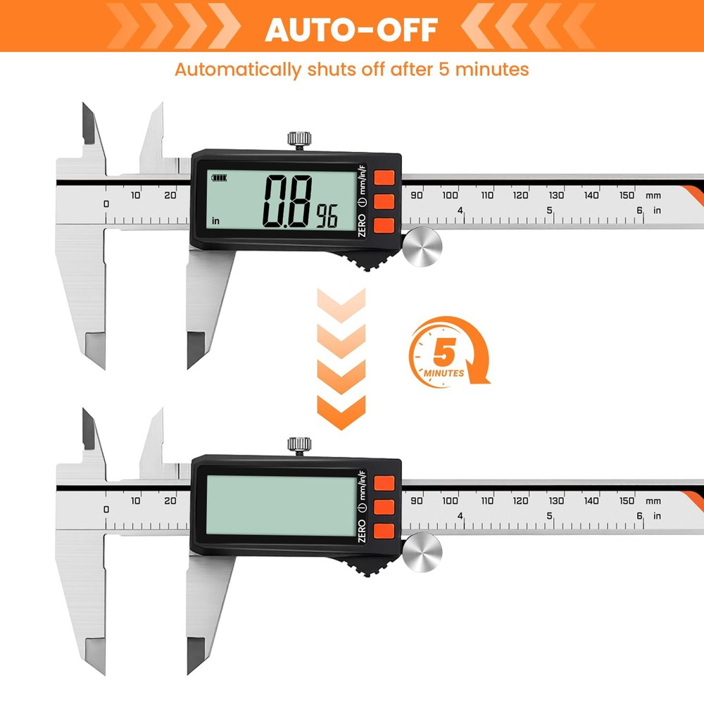 6 Inch Rechargeable Digital Caliper LCD Screen Micrometer Measure Tool DIY