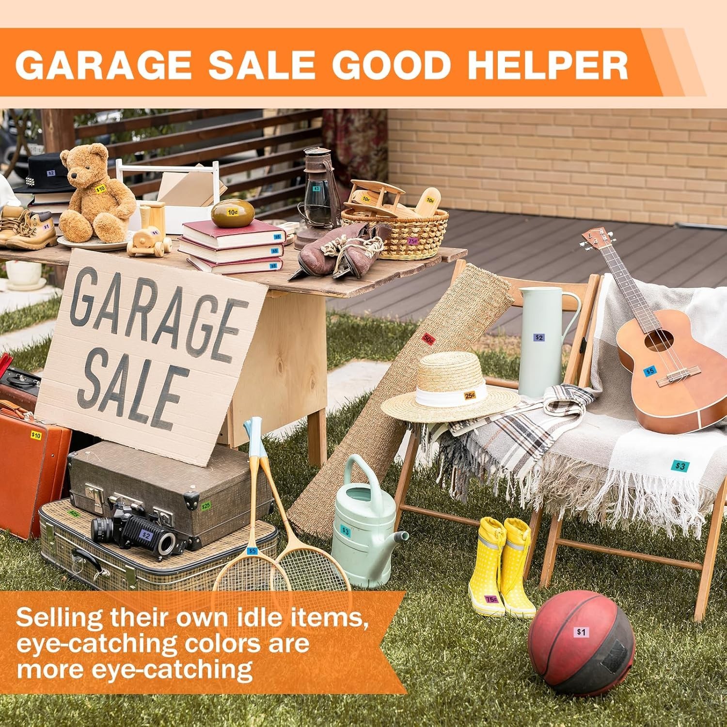 2400Pcs Garage Sale Stickers1/2"×3/4" Yard Sales Price Stickers Rectangle Pre...