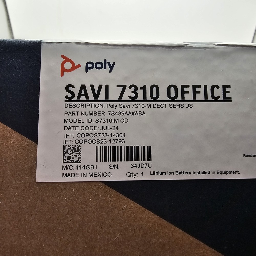 Poly Savi 7320-M Ultra-Secure Wireless DECT Headset System Open Box 2024