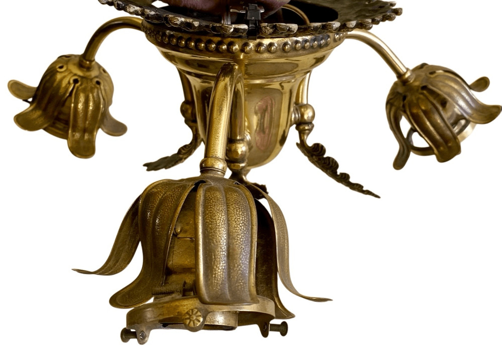 Vintage Classical Style Brass Set Flush Mount Light & 2 Wall Sconces