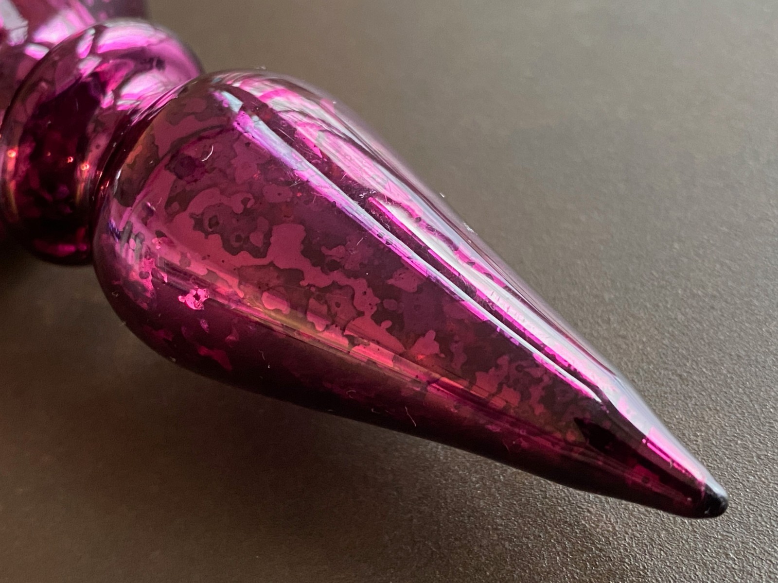 Large 11.5" Purple Mercury Glass Finial Ornament Hand Blown w/ Hand Formed Loop