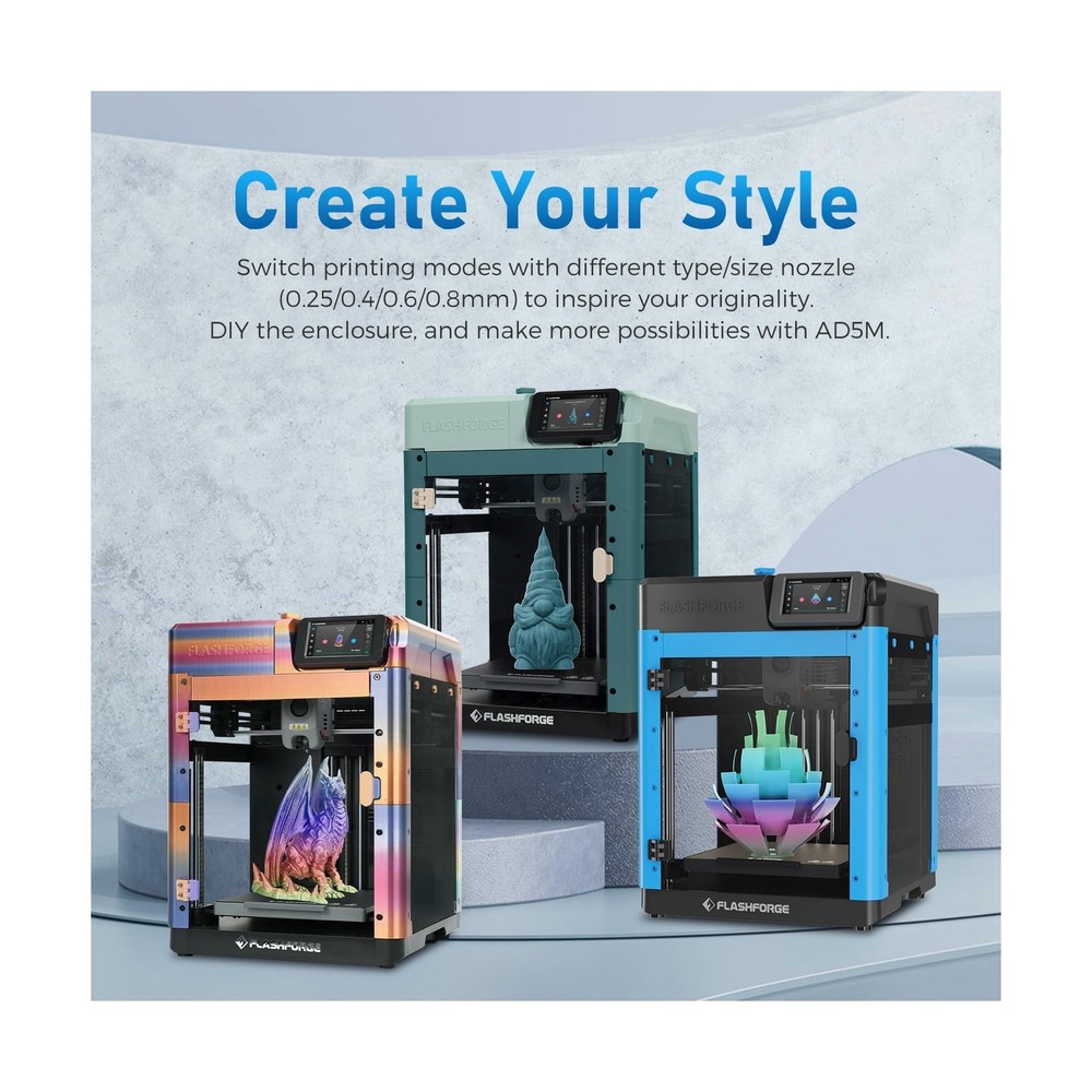 Flashforge Adventurer 5M 3D Printer, 600mm/s High-Speed 3D Printer with Auto ...