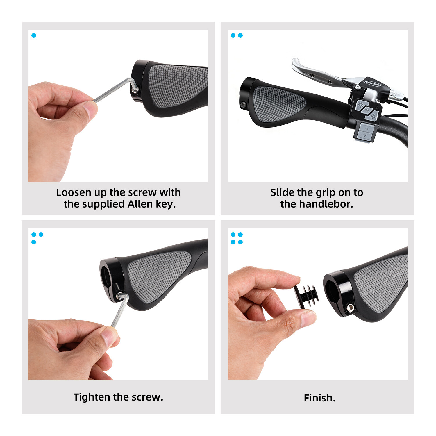 Bike Grips Rubber Non-slip Bicycle Handlebar Ergonomic Cycling Lock On for Ebike