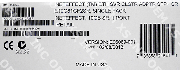 Intel E10G81GF2SR NetEffect Ethernet Server Cluster Adapter SFP+ SR New Bulk