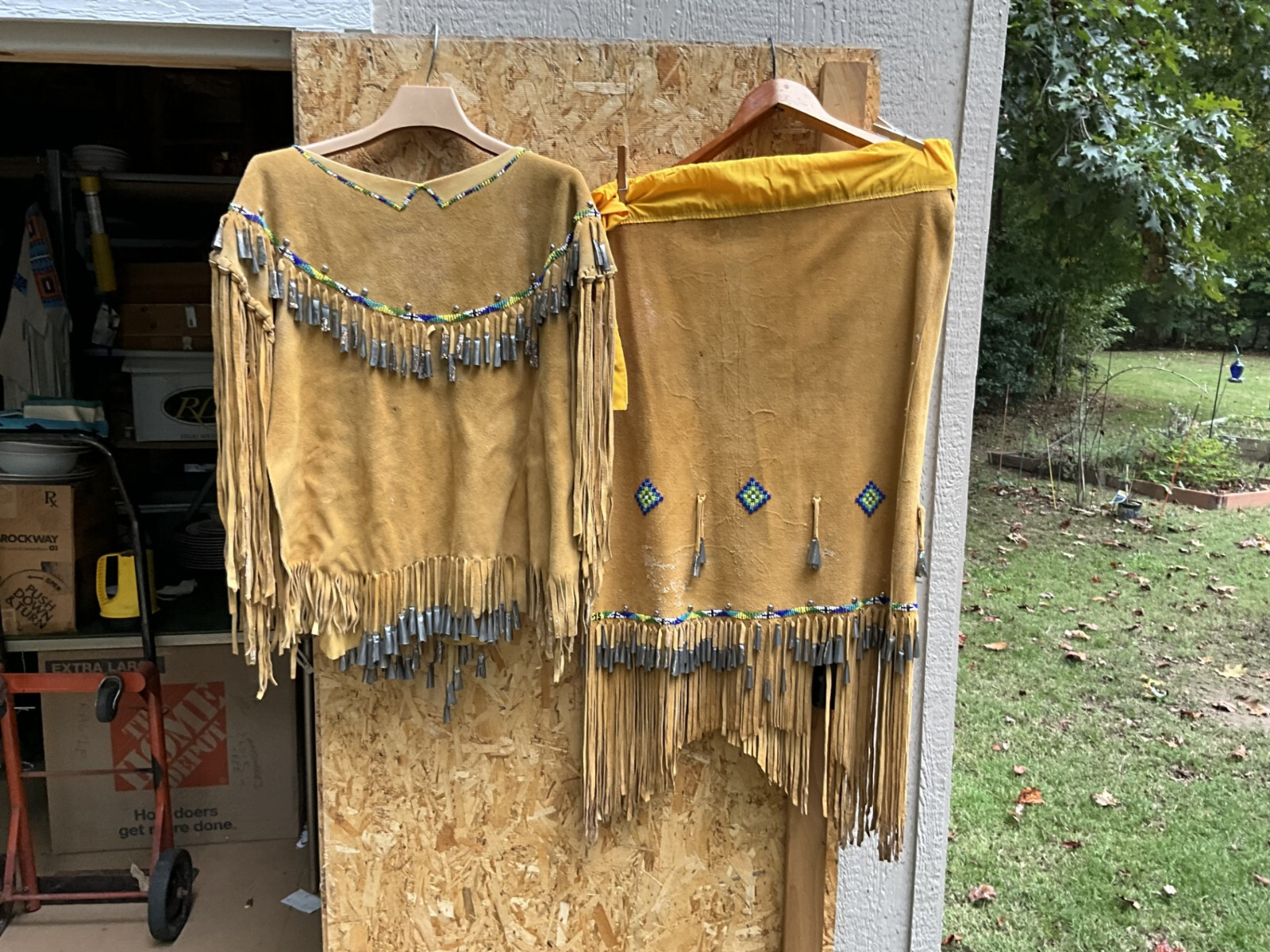 Vintage? San Carlos Apache Beaded Leather  Dress With Tin Cones