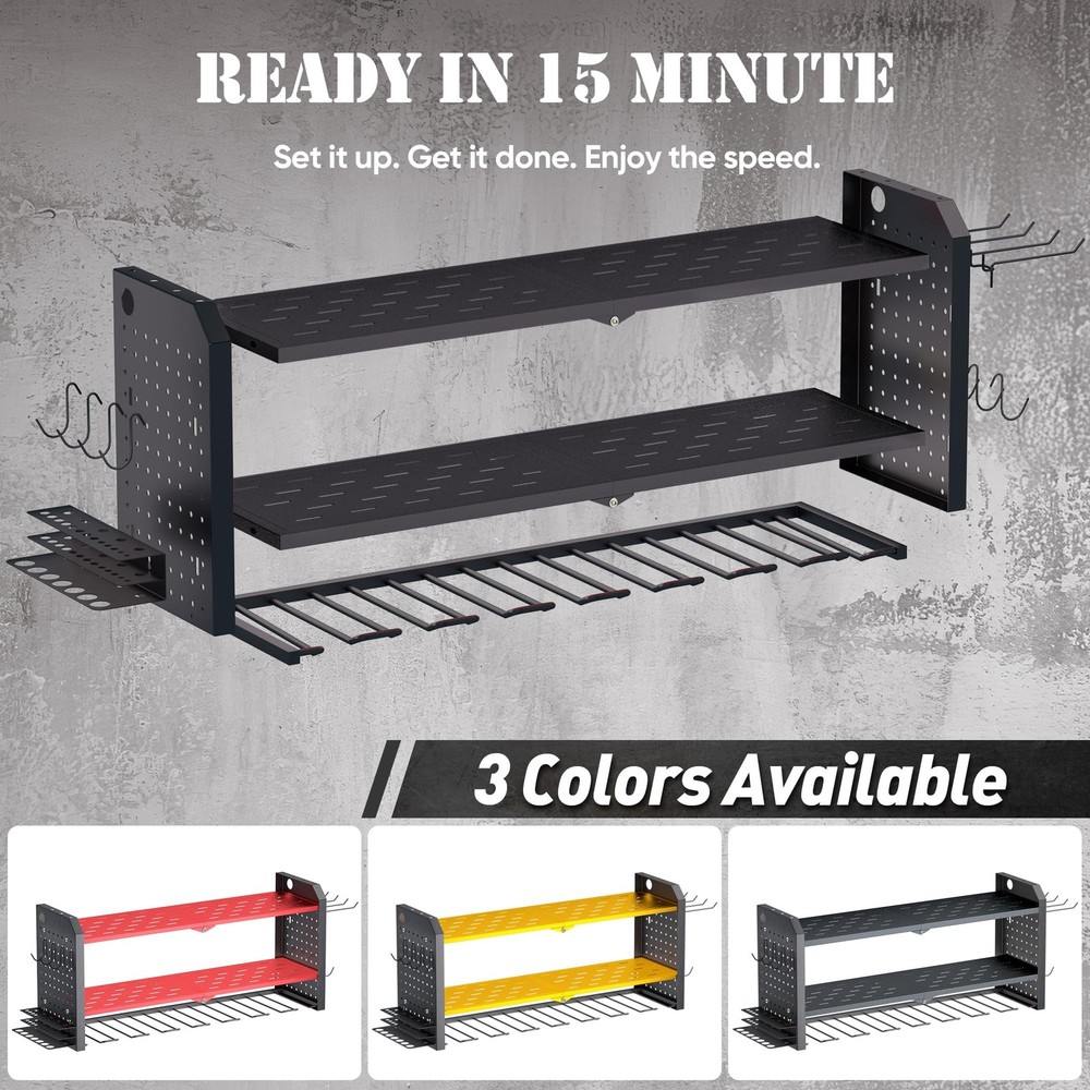 Nacial Power Tool Organizer Wall Mount, 8 Drill Holder Wall Mount with 3 Laye...