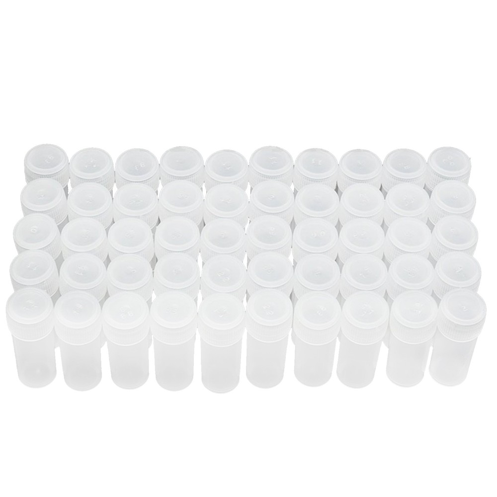 50Pack 5ml Volume Plastic Small Bottle Vial Storage Container Sample Collection