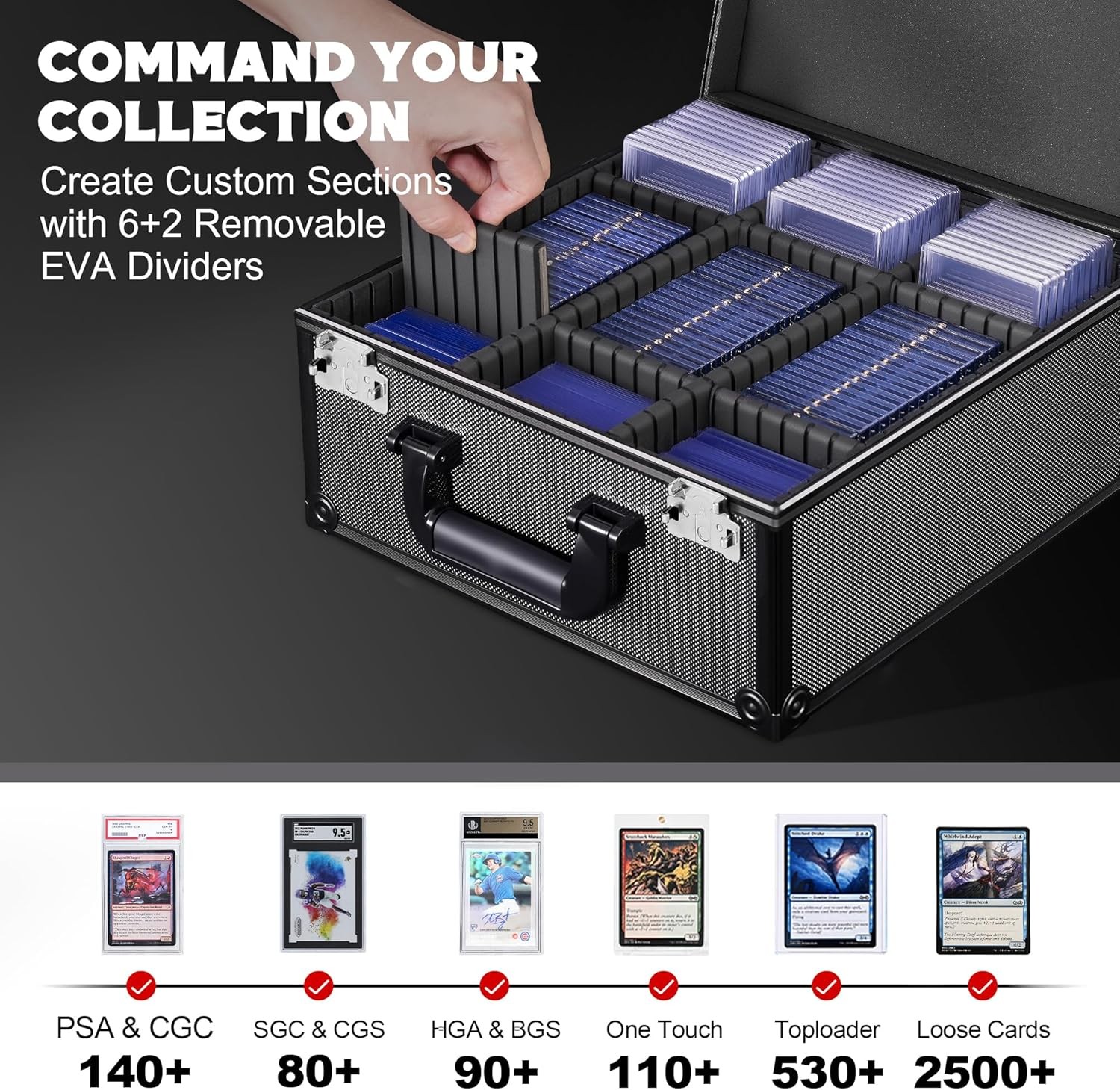 Card Storage Box with Display Window for PSA/CGC Holder, TSA Combination