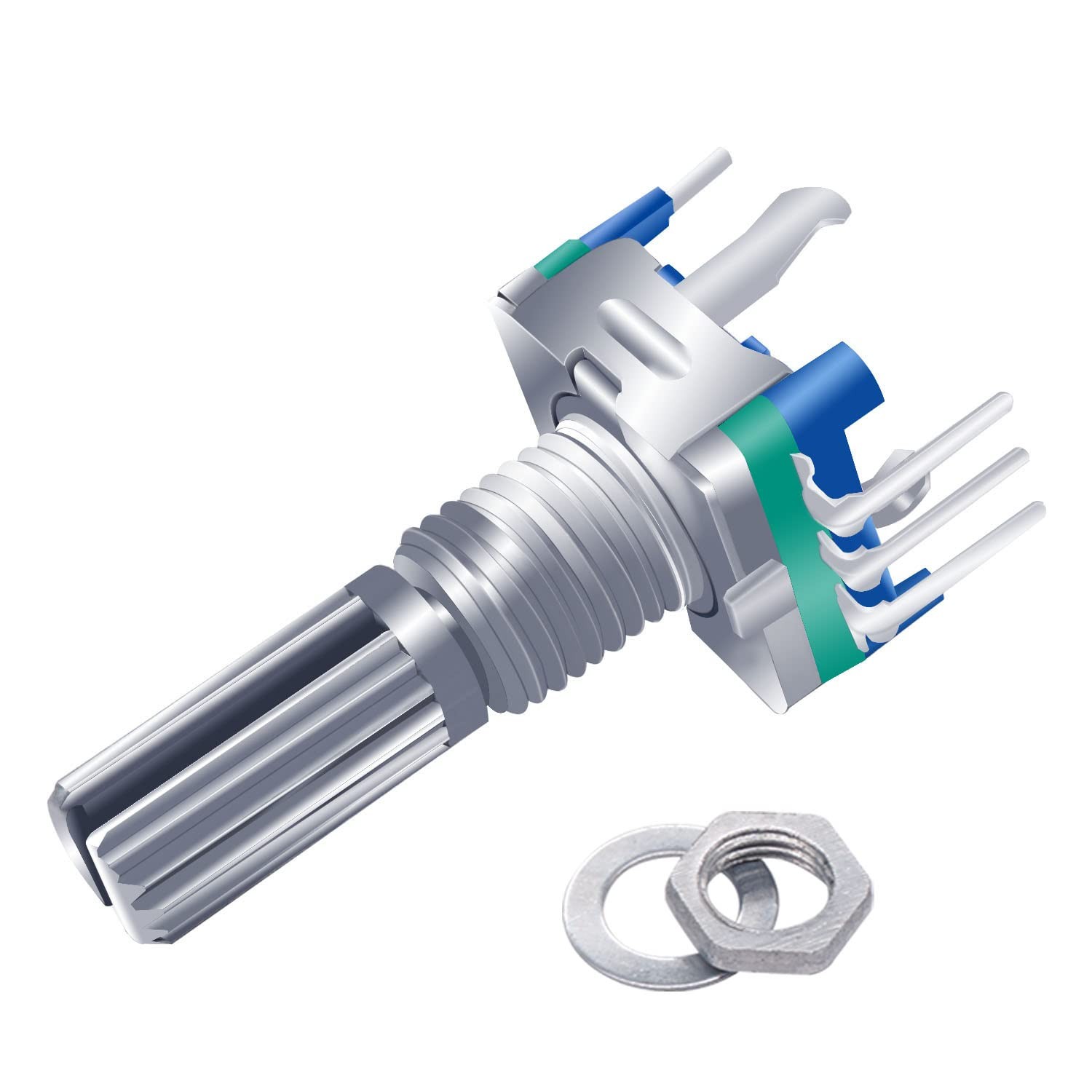 5pcs EC11 360° Rotary Encoder Push Button 5-Pin Digital Potentiometer US