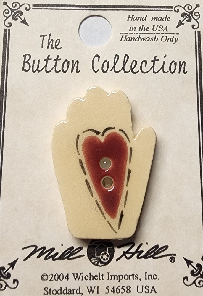 DIY Mill Hill Ceramic Button - Heart in Hand Button