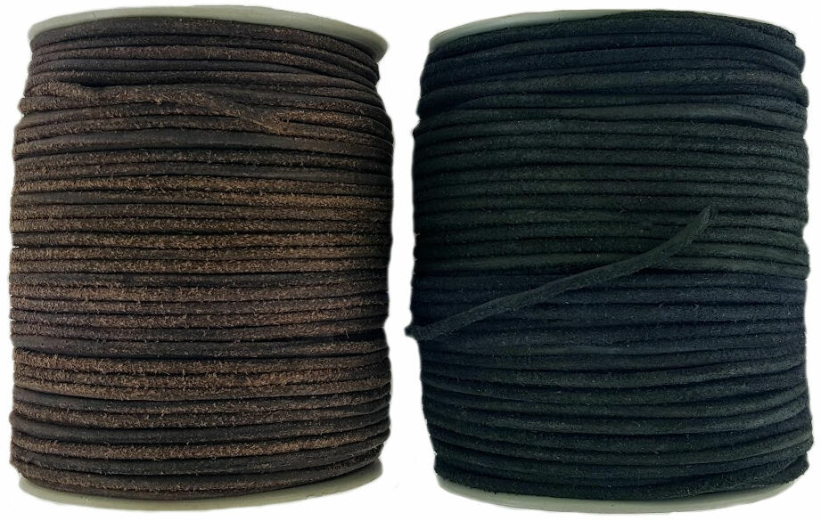 Black & Brown 4 mm Round Leather Cord