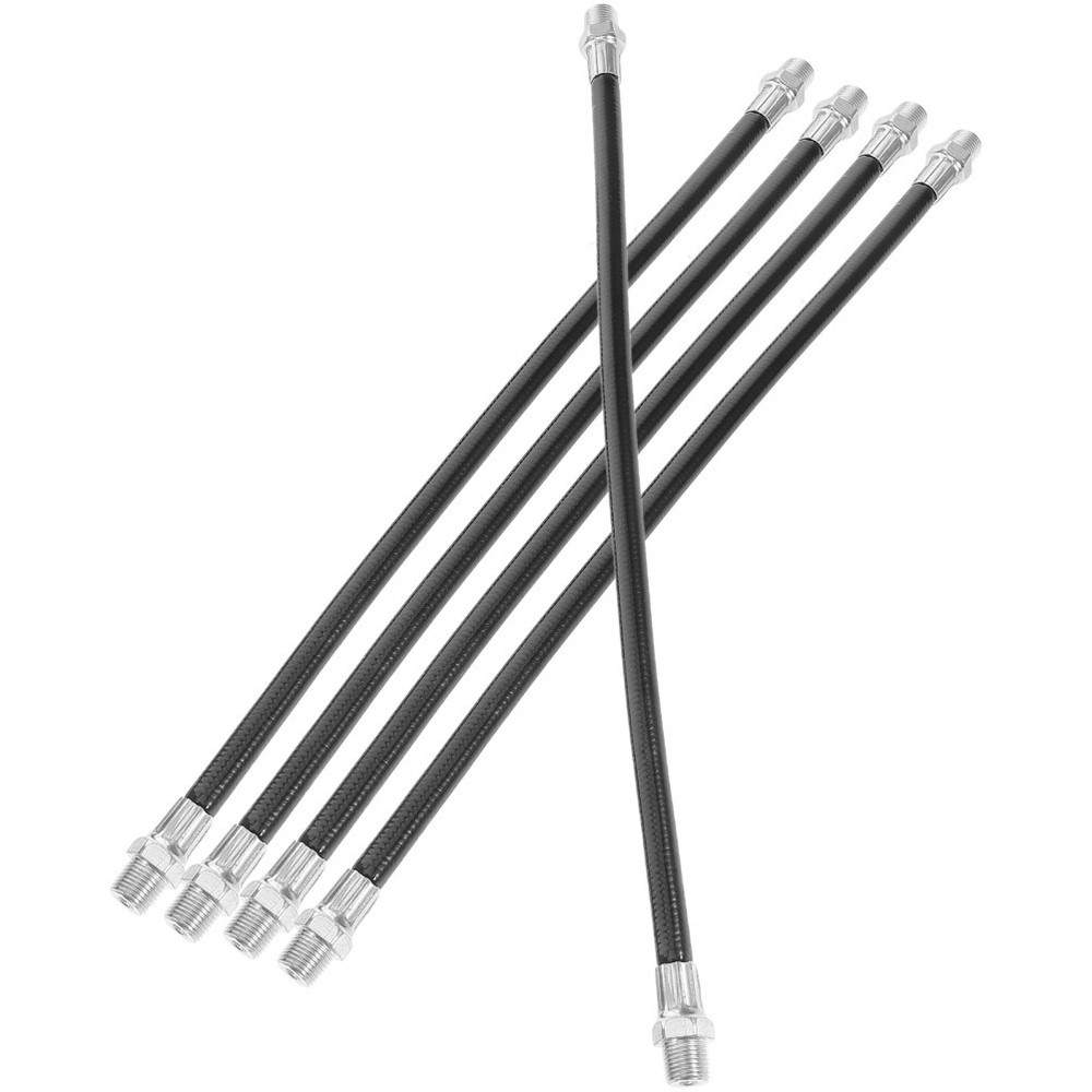 5 Pcs Flex Extension Hoses Quick Release Grease Coupler Double Handle Nozzle