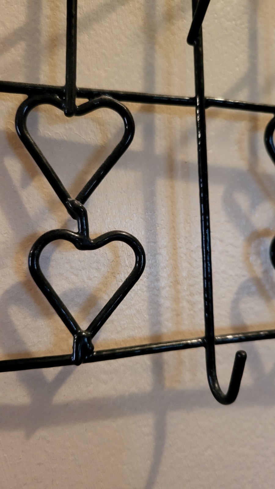 Vtg Black Wire Thread Holder Spools Granny Core Country Wall Heart Decor